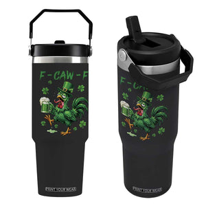 Funny F Caw F Chicken St Patricks Day Flip Straw Tumbler Irish Beer Drinking Shamrock Print TS11 One Size: 30 oz Black Print Your Wear