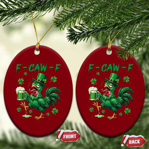 Funny F Caw F Chicken St Patricks Day Ceramic Ornament Irish Beer Drinking Shamrock Print TS11 Print Your Wear