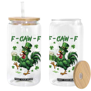 Funny F Caw F Chicken St Patricks Day Glass Can Irish Beer Drinking Shamrock Print TS11 Print Your Wear