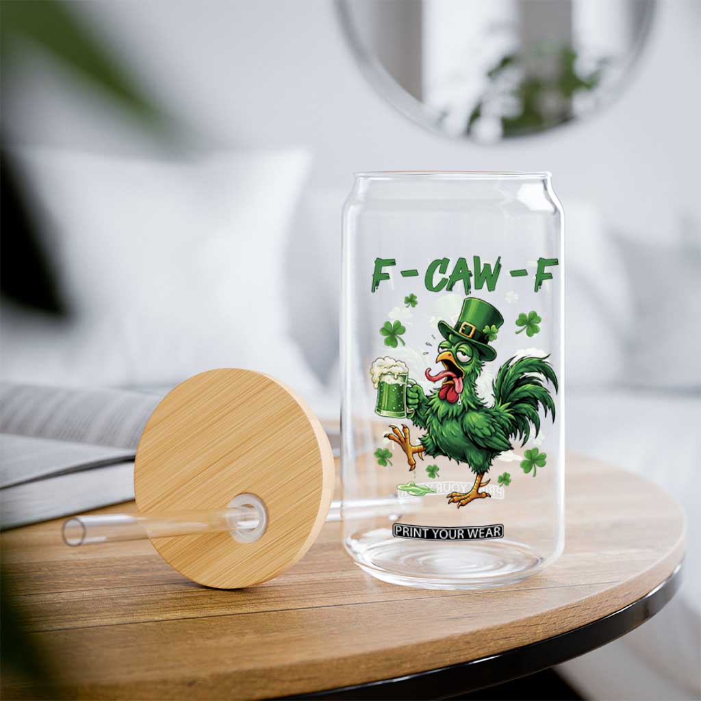Funny F Caw F Chicken St Patricks Day Glass Can Irish Beer Drinking Shamrock Print TS11 Print Your Wear