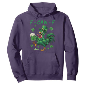 Funny F Caw F Chicken St Patricks Day Hoodie Irish Beer Drinking Shamrock Print TS11 Purple Print Your Wear