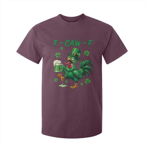 Funny F Caw F Chicken St Patricks Day T Shirt For Kid Irish Beer Drinking Shamrock Print TS11 Maroon Print Your Wear