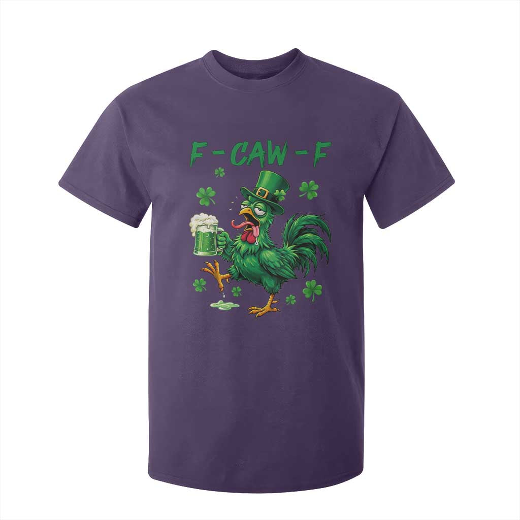 Funny F Caw F Chicken St Patricks Day T Shirt For Kid Irish Beer Drinking Shamrock Print TS11 Purple Print Your Wear