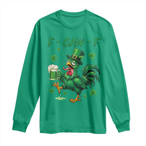 Funny F Caw F Chicken St Patricks Day Long Sleeve Shirt Irish Beer Drinking Shamrock Print TS11 Irish Green Print Your Wear