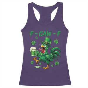 Funny F Caw F Chicken St Patricks Day - Racerback Tank Top Purple Print Your Wear