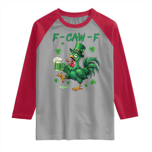 Funny F Caw F Chicken St Patricks Day Raglan Shirt Irish Beer Drinking Shamrock Print TS11 Sport Gray Red Print Your Wear