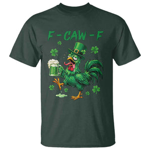 Funny F Caw F Chicken St Patricks Day T Shirt - Irish Beer Drinking Shamrock Print Tee TS11 Dark Forest Green Print Your Wear