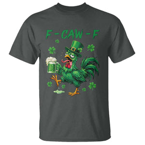 Funny F Caw F Chicken St Patricks Day T Shirt - Irish Beer Drinking Shamrock Print Tee TS11 Dark Heather Print Your Wear