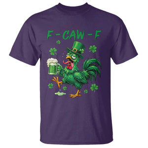 Funny F Caw F Chicken St Patricks Day T Shirt - Irish Beer Drinking Shamrock Print Tee TS11 Purple Print Your Wear