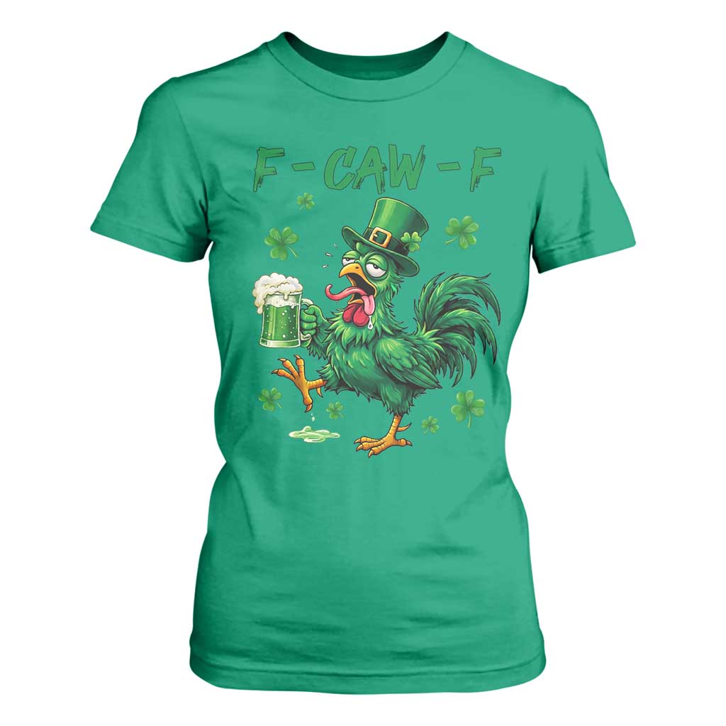 Funny F Caw F Chicken St Patricks Day T Shirt For Women Irish Beer Drinking Shamrock Print TS11 Irish Green Print Your Wear