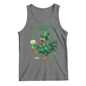 Funny F Caw F Chicken St Patricks Day Tank Top Irish Beer Drinking Shamrock Print TS11 Black Heather Print Your Wear