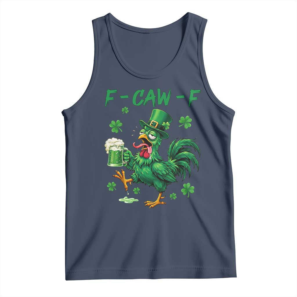 Funny F Caw F Chicken St Patricks Day Tank Top Irish Beer Drinking Shamrock Print TS11 Navy Print Your Wear