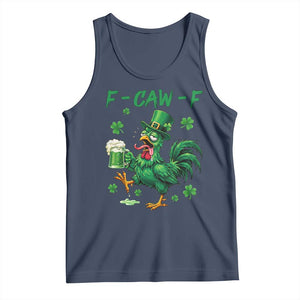 Funny F Caw F Chicken St Patricks Day Tank Top Irish Beer Drinking Shamrock Print TS11 Navy Print Your Wear