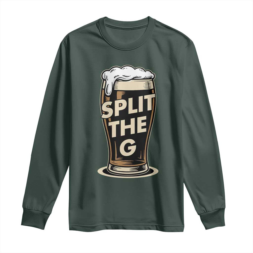 Funny Irish Beer Slit The G Long Sleeve Shirt Stout Beer Drinking Lover TS11 Dark Forest Green Print Your Wear