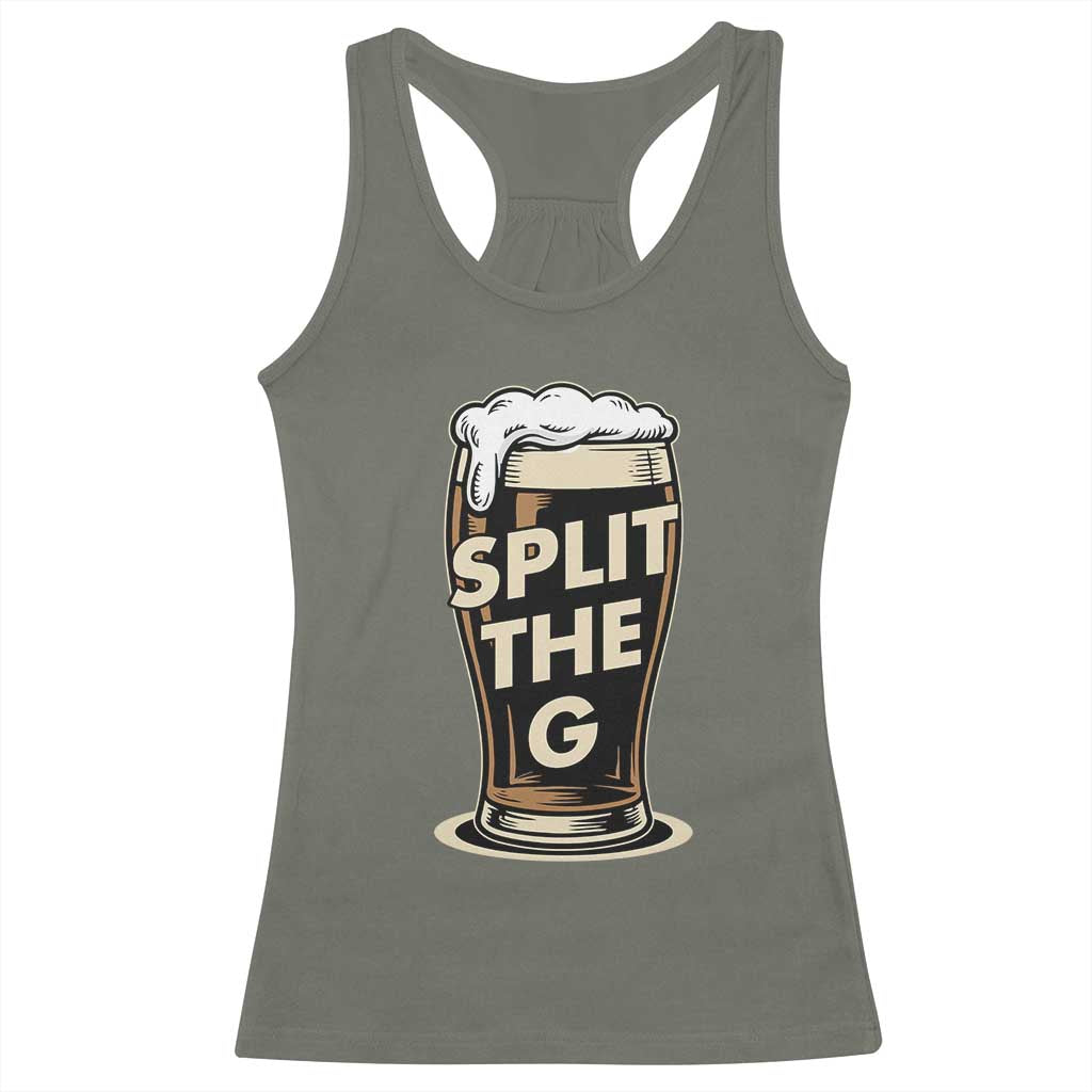 Funny Irish Beer Slit The G Racerback Tank Top Stout Beer Drinking Lover TS11 Military Green Print Your Wear