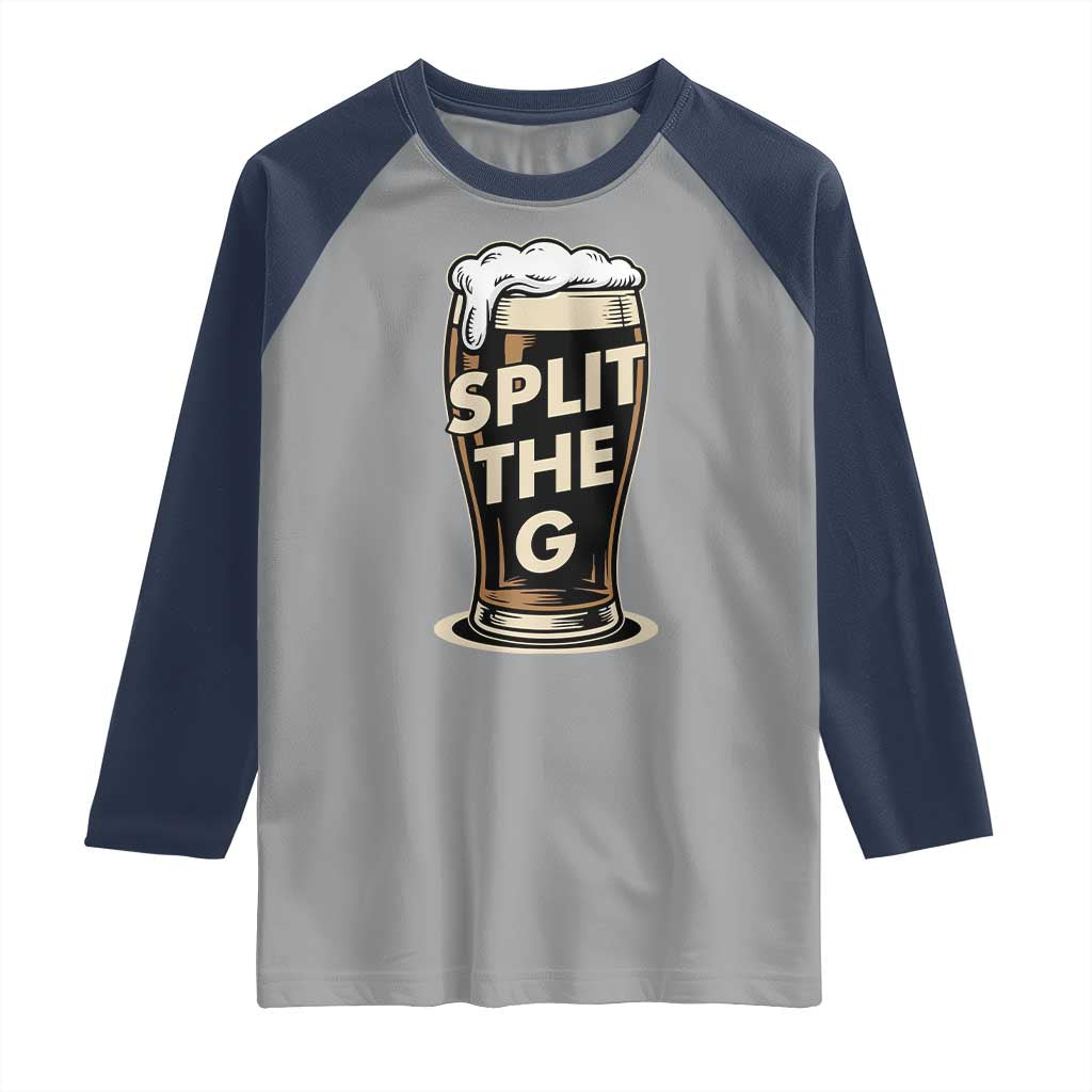 Funny Irish Beer Slit The G Raglan Shirt Stout Beer Drinking Lover TS11 Sport Gray Navy Print Your Wear