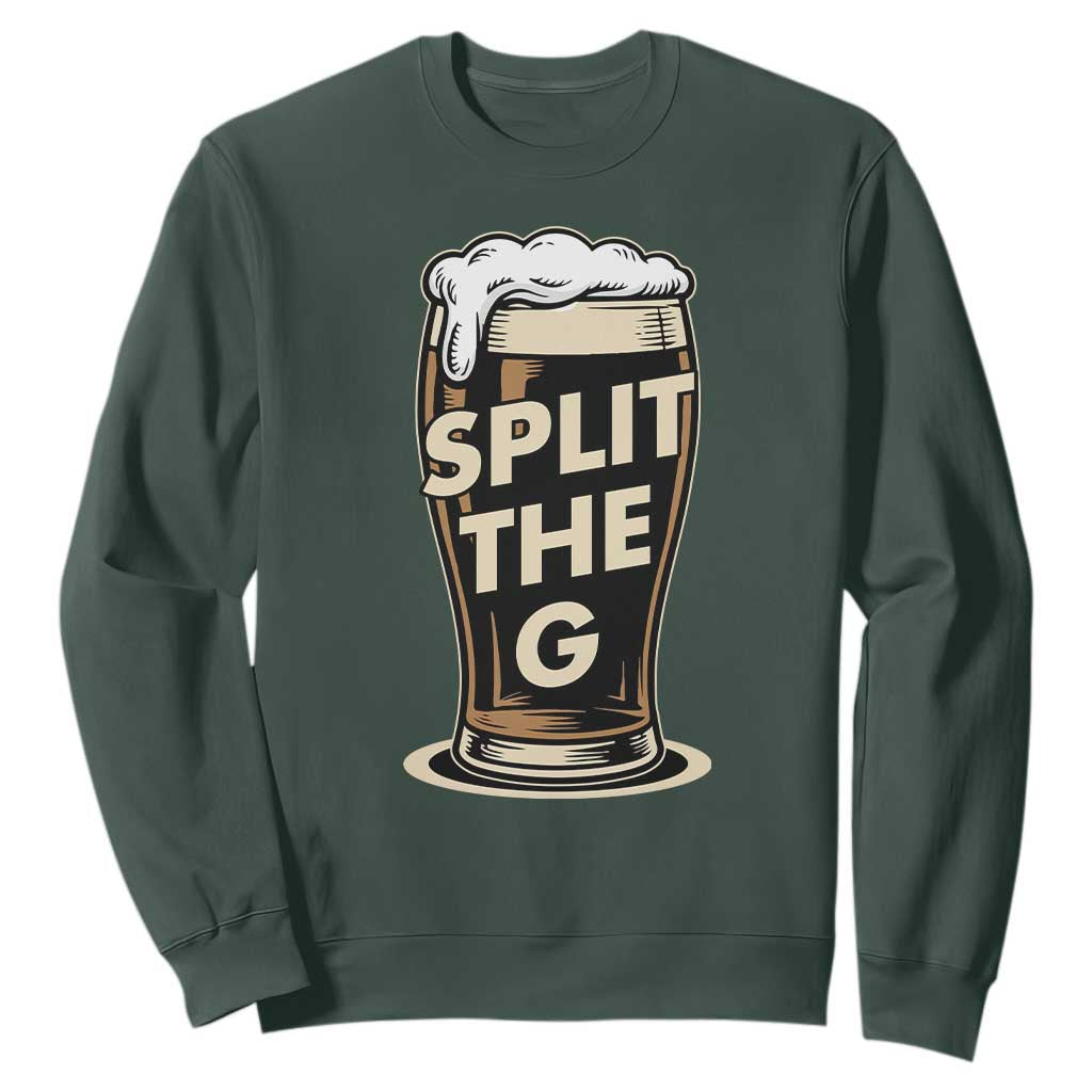 Funny Irish Beer Slit The G Sweatshirt Stout Beer Drinking Lover TS11 Dark Forest Green Print Your Wear