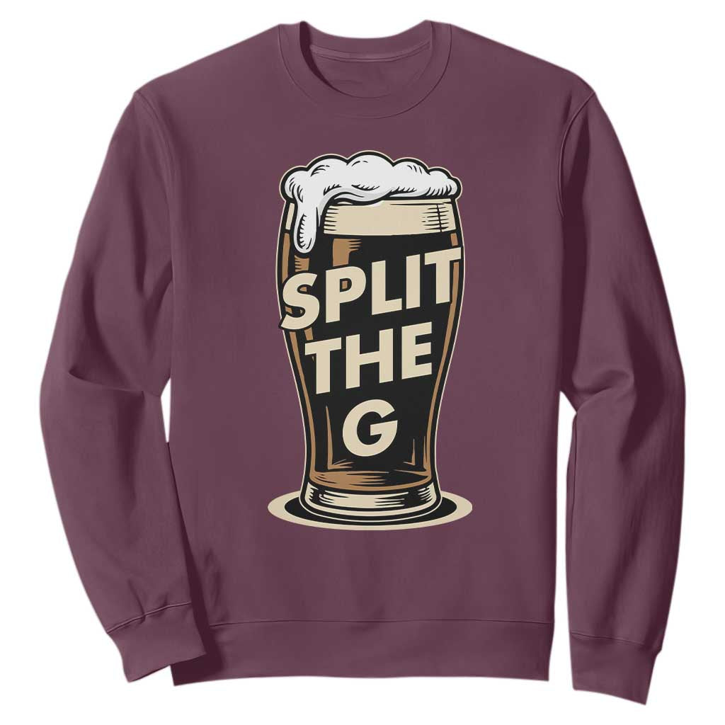 Funny Irish Beer Slit The G Sweatshirt Stout Beer Drinking Lover TS11 Maroon Print Your Wear