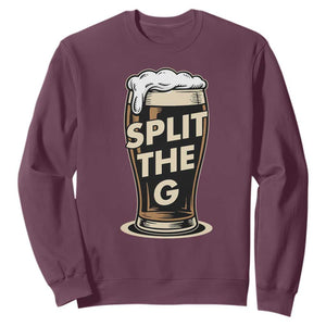 Funny Irish Beer Slit The G Sweatshirt Stout Beer Drinking Lover TS11 Maroon Print Your Wear