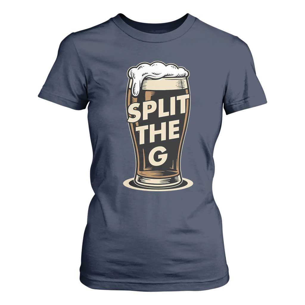Funny Irish Beer Slit The G T Shirt For Women Stout Beer Drinking Lover TS11 Navy Print Your Wear