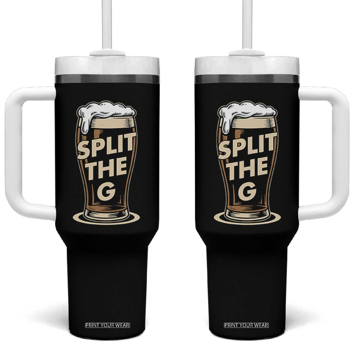Funny Irish Beer Slit The G Tumbler With Handle Stout Beer Drinking Lover TS11 One Size: 40 oz Black Print Your Wear