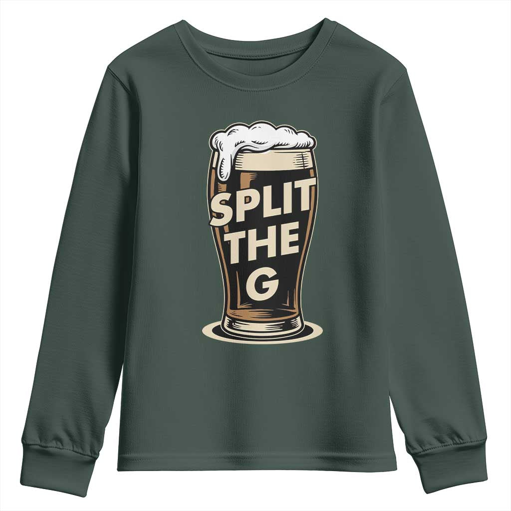 Funny Irish Beer Slit The G Youth Sweatshirt Stout Beer Drinking Lover TS11 Dark Forest Green Print Your Wear