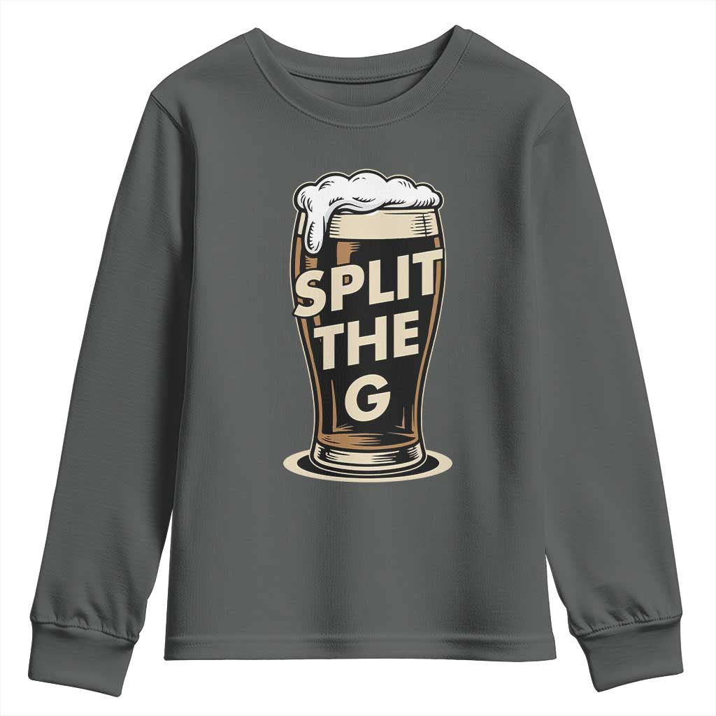 Funny Irish Beer Slit The G Youth Sweatshirt Stout Beer Drinking Lover TS11 Dark Heather Print Your Wear