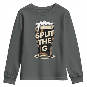 Funny Irish Beer Slit The G Youth Sweatshirt Stout Beer Drinking Lover TS11 Dark Heather Print Your Wear