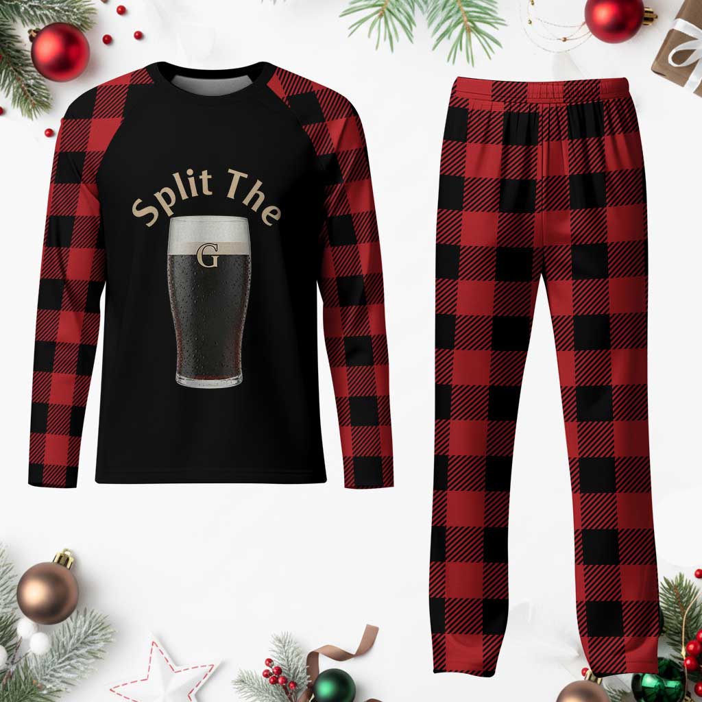 Funny Irish Beer Split The G Plaid Pajama Set St Patricks Day Stout Beer Drinking Day TS11 Buffalo Plaid Print Your Wear