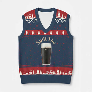 Funny Irish Beer Split The G V-Neck Knit Sweater Vest St Patricks Day Stout Beer Drinking Day TS11 Navy Red Print Your Wear