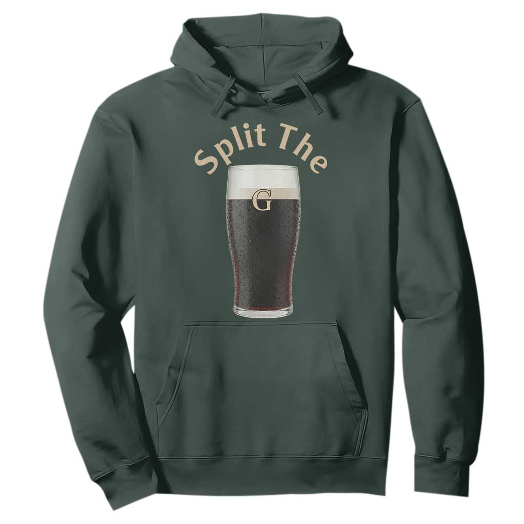 Funny Irish Beer Split The G Hoodie St Patricks Day Stout Beer Drinking Day TS11 Dark Forest Green Print Your Wear