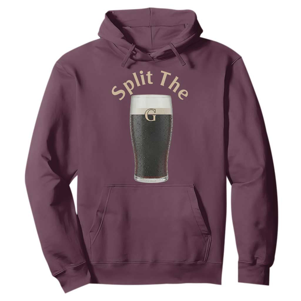Funny Irish Beer Split The G Hoodie St Patricks Day Stout Beer Drinking Day TS11 Maroon Print Your Wear