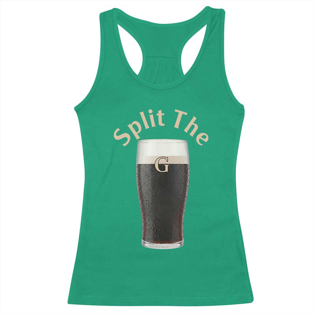 Funny Irish Beer Split The G Racerback Tank Top St Patricks Day Stout Beer Drinking Day TS11 Irish Green Print Your Wear