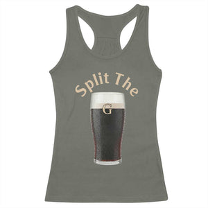 Funny Irish Beer Split The G Racerback Tank Top St Patricks Day Stout Beer Drinking Day TS11 Military Green Print Your Wear