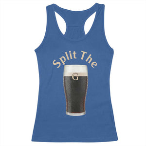 Funny Irish Beer Split The G Racerback Tank Top St Patricks Day Stout Beer Drinking Day TS11 Royal Blue Print Your Wear
