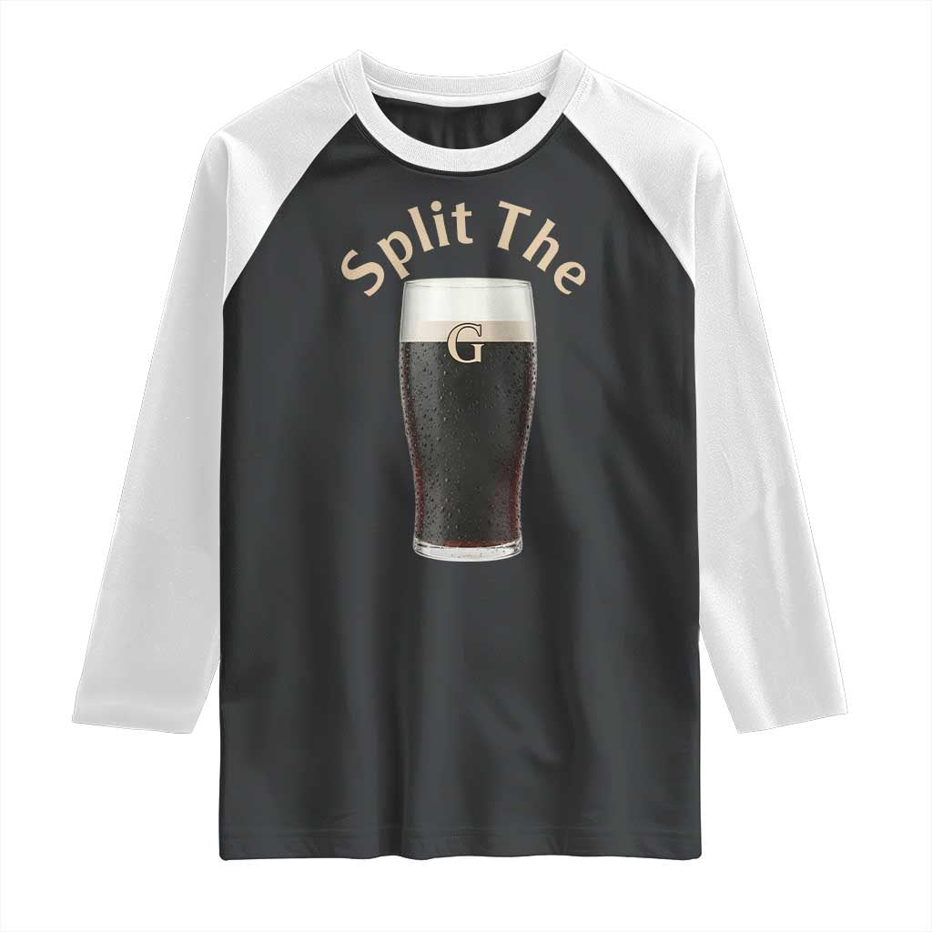 Funny Irish Beer Split The G Raglan Shirt St Patricks Day Stout Beer Drinking Day TS11 Black White Print Your Wear