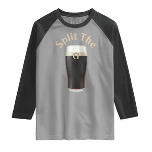 Funny Irish Beer Split The G Raglan Shirt St Patricks Day Stout Beer Drinking Day TS11 Sport Gray Black Print Your Wear
