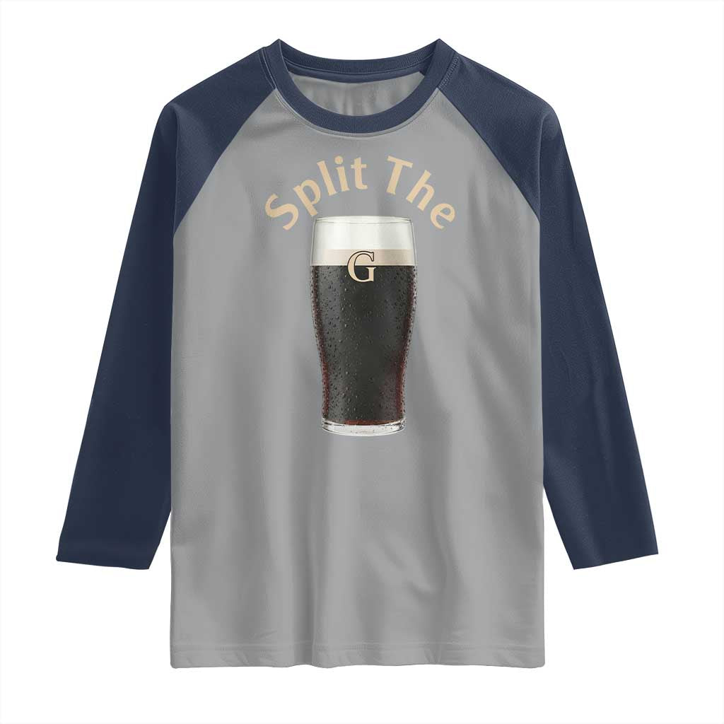 Funny Irish Beer Split The G Raglan Shirt St Patricks Day Stout Beer Drinking Day TS11 Sport Gray Navy Print Your Wear