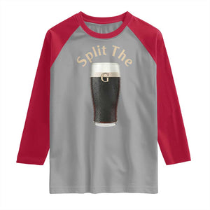 Funny Irish Beer Split The G Raglan Shirt St Patricks Day Stout Beer Drinking Day TS11 Sport Gray Red Print Your Wear