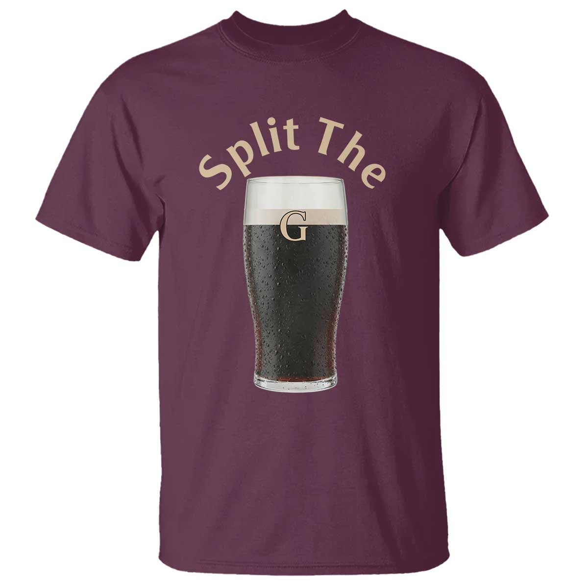 Funny Irish Beer Split The G T Shirt St Patricks Day Stout Beer Drinking Day TS11 Maroon Print Your Wear