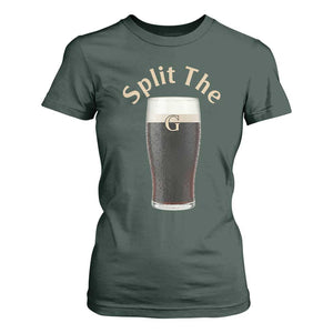 Funny Irish Beer Split The G T Shirt For Women St Patricks Day Stout Beer Drinking Day TS11 Dark Forest Green Print Your Wear