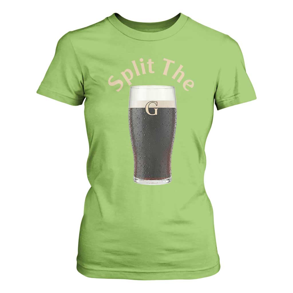 Funny Irish Beer Split The G T Shirt For Women St Patricks Day Stout Beer Drinking Day TS11 Lime Print Your Wear