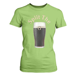 Funny Irish Beer Split The G T Shirt For Women St Patricks Day Stout Beer Drinking Day TS11 Lime Print Your Wear