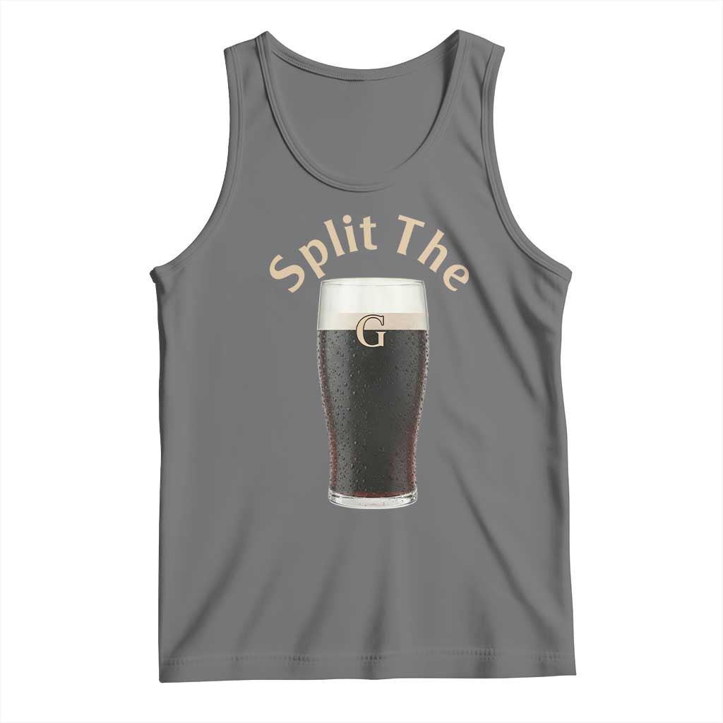Funny Irish Beer Split The G Tank Top St Patricks Day Stout Beer Drinking Day TS11 Black Heather Print Your Wear