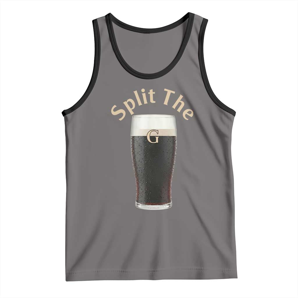 Funny Irish Beer Split The G Tank Top St Patricks Day Stout Beer Drinking Day TS11 Deep Heather Black Print Your Wear