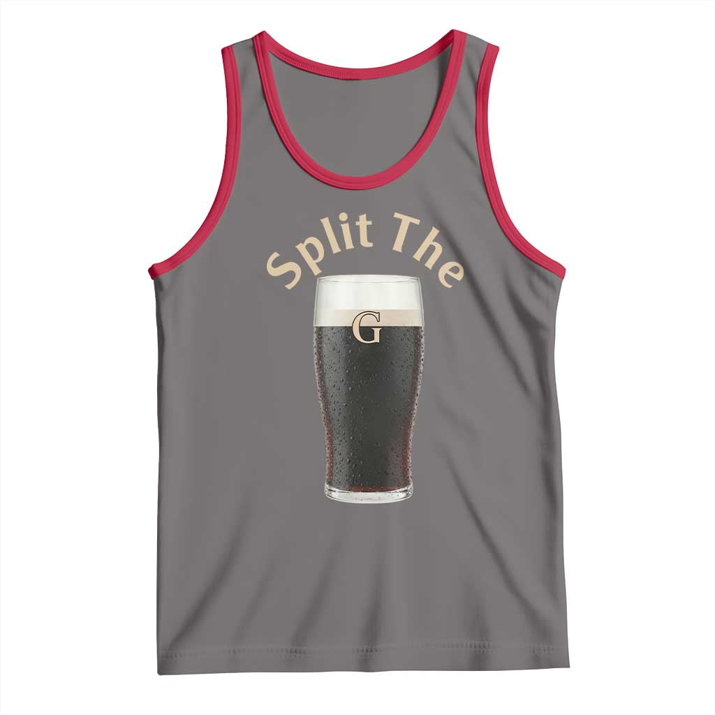 Funny Irish Beer Split The G Tank Top St Patricks Day Stout Beer Drinking Day TS11 Deep Heather Red Print Your Wear