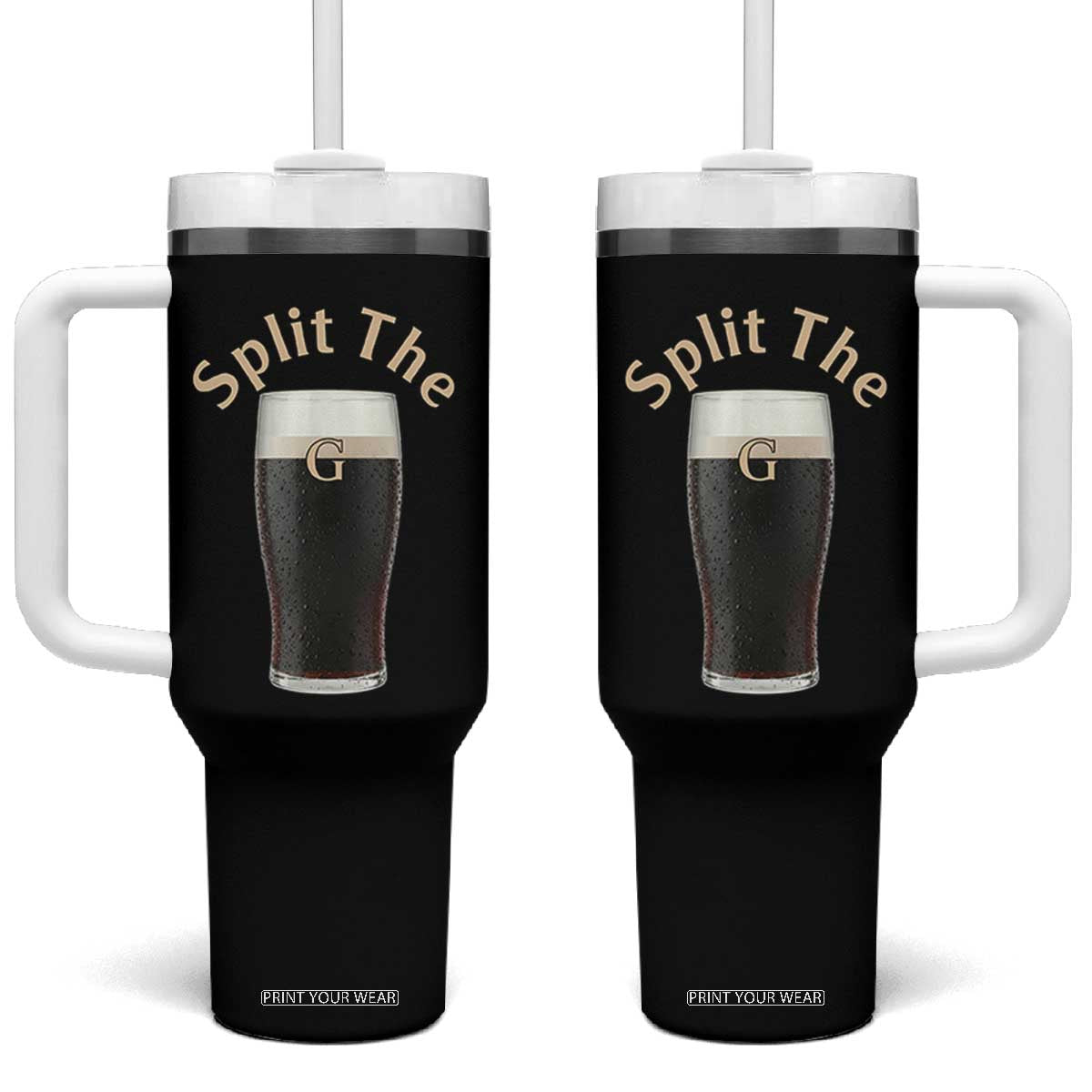 Funny Irish Beer Split The G Tumbler With Handle St Patricks Day Stout Beer Drinking Day TS11 One Size: 40 oz Black Print Your Wear