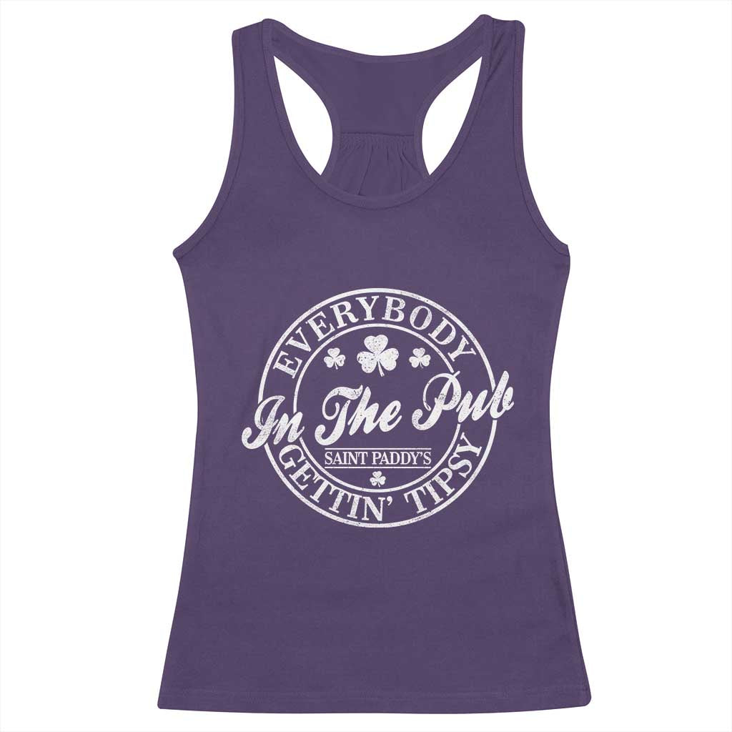 Everybody In The Pub Gettin Tipsy Racerback Tank Top Funny St Patricks Day Beer Drinking TS11 Purple Print Your Wear