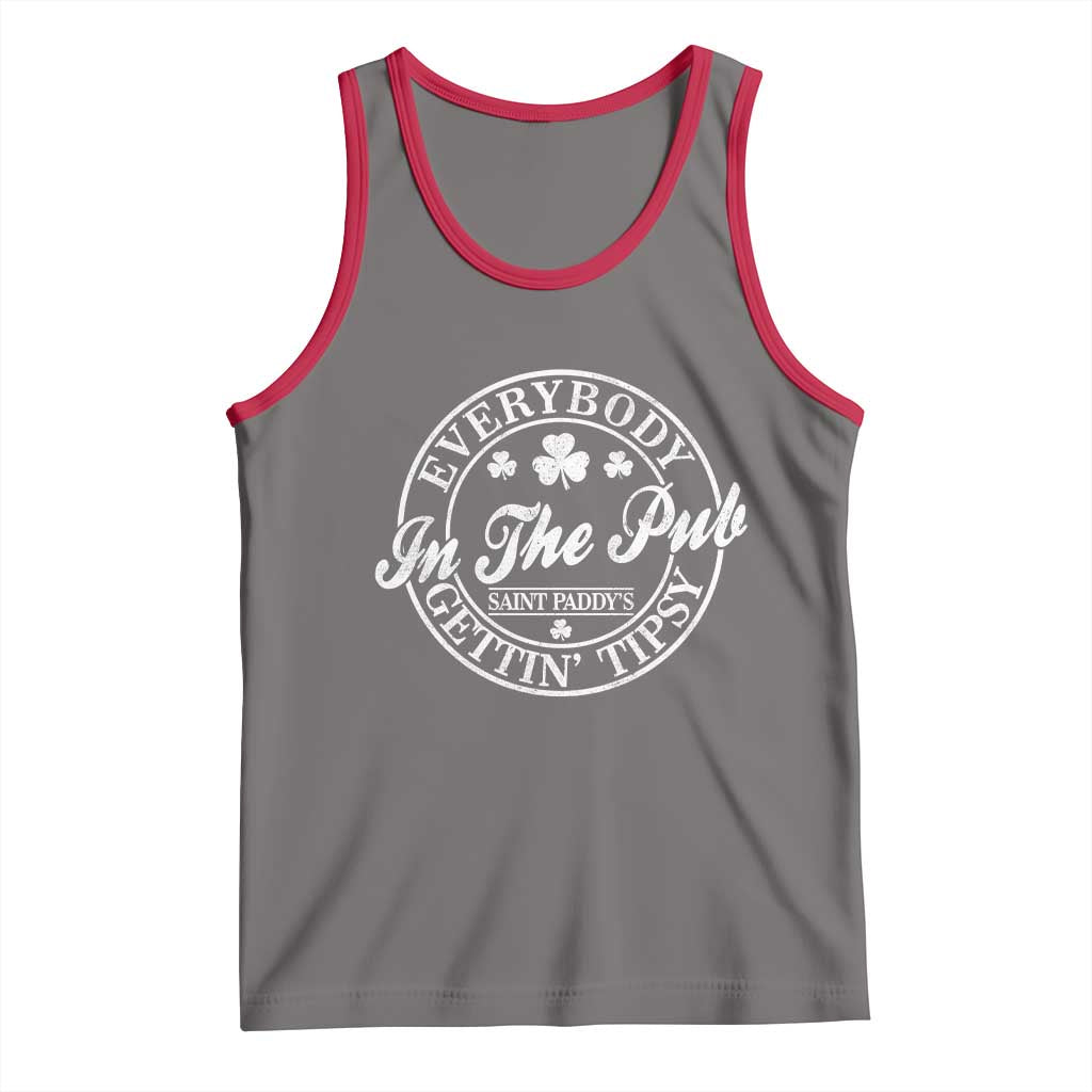Everybody In The Pub Gettin Tipsy Tank Top Funny St Patricks Day Beer Drinking TS11 Deep Heather Red Print Your Wear