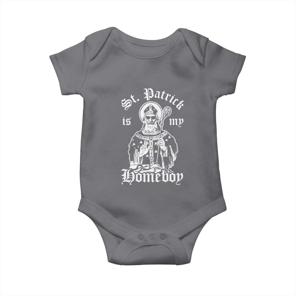 Saint Patrick Is My Homeboy Baby Onesie Funny St Patricks Day TS11 Charcoal Print Your Wear